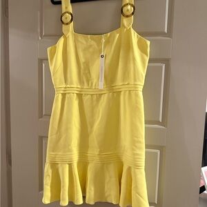 Yellow Sleeveless Dress with Ruffle Hem
